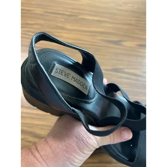 Steve Madden Jennica black open toed strappy sandal size 8M - Picture 6 of 7